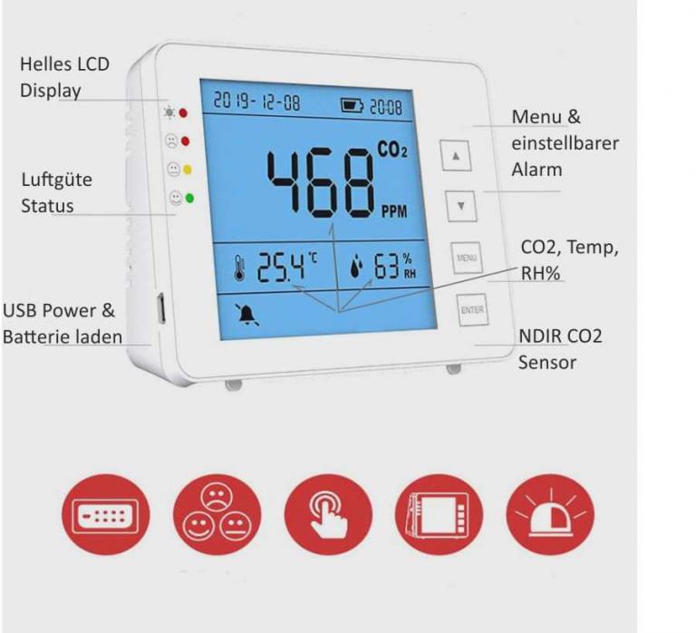 Air Quality Monitor P1300 Bedienung